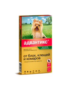 Imidacloprid, pen etryn - Advantix 40C drops at the withers for puppies and dogs up to 4 kg pipette 1 pc. florida Pharmacy Online - florida.buy-pharm.com