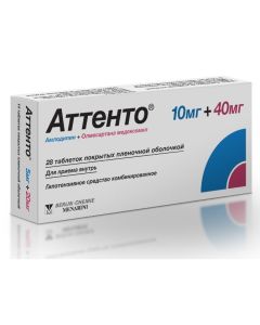 amlodipine, olmesartan medoxomil - Atteno tablets coated.pl.ob. 10 mg + 40 mg 28 pcs. florida Pharmacy Online - florida.buy-pharm.com