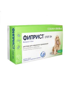 Fypronyl - Fiprist Spot He drops at the withers for dogs 10-20 kg 1.34 ml pipettes 3 pcs. (BET) florida Pharmacy Online - florida.buy-pharm.com