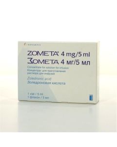 Zolendronovaya acid - Zometa conc. for preparation. solution for infusions 4 mg / 5 ml bottle 1 pc. pack florida Pharmacy Online - florida.buy-pharm.com