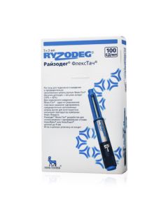 insulin degludek, Insulin aspart - Ryzodeg FlexTouch solution for p / leather. enter 100 units / ml cartridge 3 ml 5 pcs. in the syringe pen florida Pharmacy Online - florida.buy-pharm.com