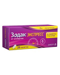 Levocetirizine - Zodak express tablets coated.pl.ob. 5 mg 28 pcs. 28 pcs. florida Pharmacy Online - florida.buy-pharm.com