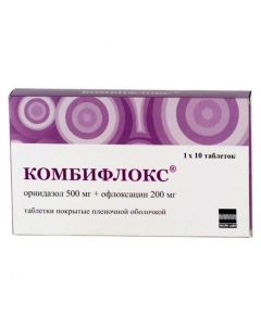 Ornidazole, Ofloxacin - Combiflox tablets 500 + 200 mg, 10 pcs. florida Pharmacy Online - florida.buy-pharm.com
