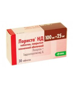 hydrochlorothiazide, Losartan - Lorista ND tablets 100 mg + 25 mg, 30 pcs. florida Pharmacy Online - florida.buy-pharm.com