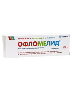 Ofloxacin, Methyluracilum, lidocaine - Oflomelid ointment, 100 g florida Pharmacy Online - florida.buy-pharm.com