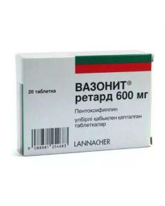pentoksifillina - Vasonite tablets retard 600 mg, 20 pcs. florida Pharmacy Online - florida.buy-pharm.com