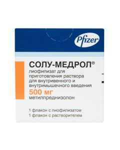 Methylprednisolone - Solu-Medrol lyophilizate d / pr.r-ra for v / ven. and v / mouse. enter 500 mg vials + solution 7.8 ml 1 pc. florida Pharmacy Online - florida.buy-pharm.com