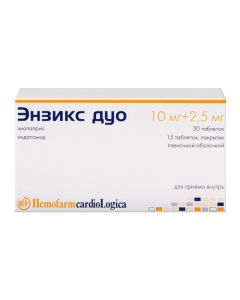 indapamide, enalapril - Enzix duo tablets set 2.5 mg + 10 mg 45 pcs. florida Pharmacy Online - florida.buy-pharm.com