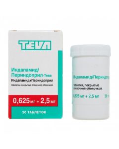 Indapamide, Perindopril - Indapamide / Perindopril-Teva tablets coated. 0.625 mg + 2.5 mg 30 pcs. florida Pharmacy Online - florida.buy-pharm.com