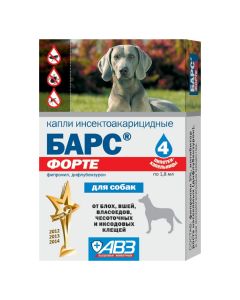 Fypronyl, dyflubenzuron - Bars Forte drops for dogs insect-acaricidal pipettes 4 pcs. florida Pharmacy Online - florida.buy-pharm.com