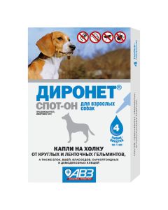 praziquantel, ivermectin - Dironet Spot-He drops at the withers for adult dogs 1 ml pipette 4 pcs. (BET) florida Pharmacy Online - florida.buy-pharm.com