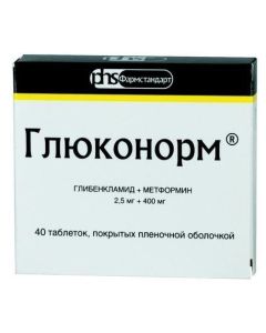 Hlybenklamyd, Metformin - Gluconorm tablets 2.5 + 400 mg, 40 pcs. florida Pharmacy Online - florida.buy-pharm.com