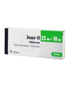 Hydrohlorotyazyd, enalapril - Enap-H tablets 25 mg + 10 mg 20 pcs. florida Pharmacy Online - florida.buy-pharm.com