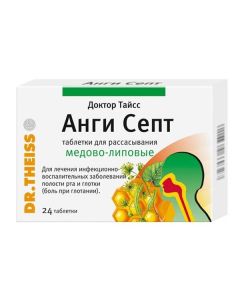 Anethole, 2,4-dichlorobenzyl alcohol, Menthol, Peppermint. oil - Dr. Tayss Angi Sept tablets for resorption honey and lime 24 pcs. florida Pharmacy Online - florida.buy-pharm.com