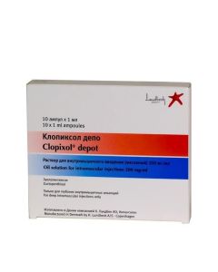 Zuklopentyksol - Clopixol depot solution for in / mouse. enter oil 200 mg / ml 1 ml ampoules 10 pcs. florida Pharmacy Online - florida.buy-pharm.com