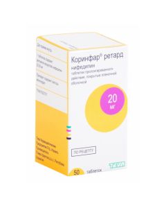 Nifedipine - Corinfar retard tablets are covered.pl.ob.prolong. action 20 mg 50 pcs. florida Pharmacy Online - florida.buy-pharm.com