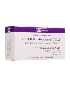 Allerhen bacteria - Tuberculin PPD-L Biolek rr for in / skin. enter 2TE / dose (2TE / 0, 1 ml) 1 ml (10 doses) ampoules 10 pcs. florida Pharmacy Online - florida.buy-pharm.com