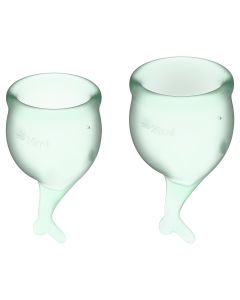 Buy Satisfyer Feel Secure menstrual cups, 2 pieces, color light green, storage bag included | Florida Online Pharmacy | https://florida.buy-pharm.com