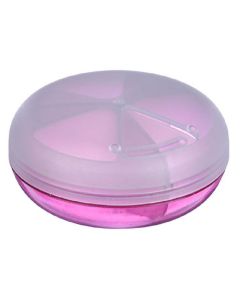 Buy Pillbox / medicine storage container, with matte lid, 3 sections, 360 degree rotatable , 7 cm diameter, color: burgundy, transparent  | Florida Online Pharmacy | https://florida.buy-pharm.com