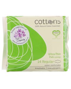 Buy Cottons, Regular, Ultra Thin Wing Pads, 100% Pure Cotton Cover, 14 per pack | Florida Online Pharmacy | https://florida.buy-pharm.com