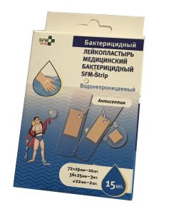 Buy Adhesive plaster SFM Hospital Products SFM set WATERPROOF No. 15 bactericidal, 15 pcs. | Florida Online Pharmacy | https://florida.buy-pharm.com