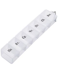 Buy Pill box / container for storing medicines, 7 days, 15x3.3 cm, transparent | Florida Online Pharmacy | https://florida.buy-pharm.com