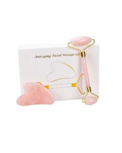 Buy Top Goods Set of massage roller + guasha made of rose quartz, face massager | Florida Online Pharmacy | https://florida.buy-pharm.com