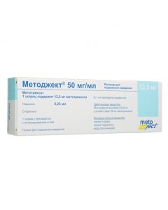 Methotrexate - Metojekt solution for p / leather. enter 50 mg / ml 0.25 ml (12.5 mg) syringe 1 pc. florida Pharmacy Online - florida.buy-pharm.com