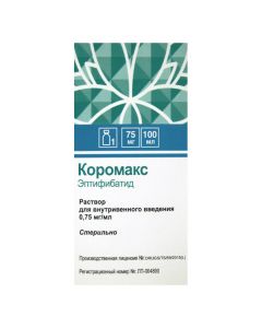 eptifibatide - Coromax intravenous solution 0.75 mg / ml 100 ml bottle 1 pc. florida Pharmacy Online - florida.buy-pharm.com