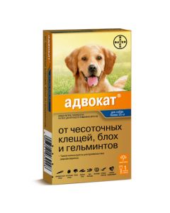 Ymydaklopryd, moksydektyn - Lawyer 400 drops at the withers for dogs over 25 kg 4 ml pipette 1 pc. florida Pharmacy Online - florida.buy-pharm.com