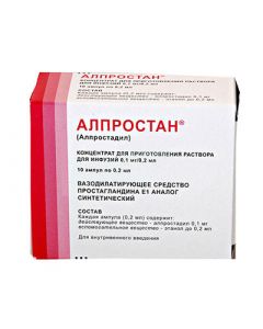 alprostadil - Alprostan concentrate d / pr solution for infusion 0.1 mg / 0.2 ml ampoules 10 pcs. florida Pharmacy Online - florida.buy-pharm.com