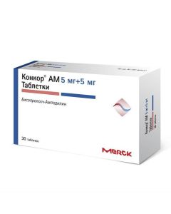 amlodipine, bisoprolol - Concor AM tablets 5 mg + 5 mg 30 pcs. florida Pharmacy Online - florida.buy-pharm.com