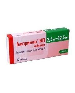 Hydrochlorothiazide, Ramipril - Amprilan NL tablets 2.5 + 12.5 mg, 30 pcs. florida Pharmacy Online - florida.buy-pharm.com