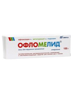 Ofloxacin, Methyluracilum, lidocaine - Oflomelid ointment, 100 g florida Pharmacy Online - florida.buy-pharm.com