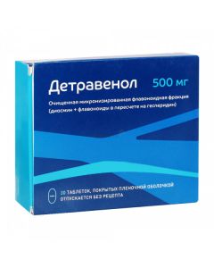 Purified micronized flavonoid fraction (diosmin, flavonoids in terms of hesperidin) - Detravenol tablets coated. 500 mg 30 pcs. florida Pharmacy Online - florida.buy-pharm.com