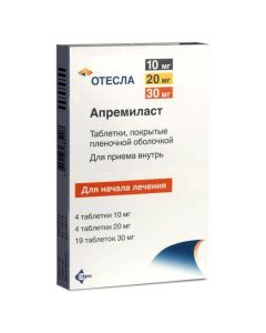 Apremylast - Concrete tablets are covered. 10 mg 4 pcs. + 20 mg 4 pcs. + (30 mg 5 pcs. + 30 mg 14 pcs.) 27 pcs. florida Pharmacy Online - florida.buy-pharm.com