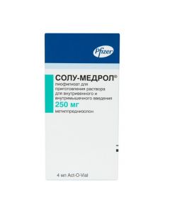 Methylprednisolone - Solu-Medrol lyophilisate d / pr.r-ra for iv. and w / mouse. enter 250 mg vials + solution 4 ml 1 pc. florida Pharmacy Online - florida.buy-pharm.com