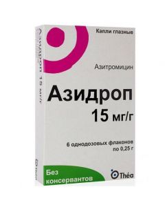 Azithromycin - Azidrop eye drops 15 mg / g 0.25 g vials 6 pcs. florida Pharmacy Online - florida.buy-pharm.com