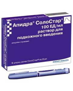 insulin glulisine - Apidra SoloStar cartridges in syringe pens 100 PIECES / ml 3 ml 5 pcs. florida Pharmacy Online - florida.buy-pharm.com