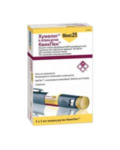 Insulin lyzpro dvuhfazn y - Humalog Mix 25 cartridges 100 IU / ml, 3 ml in Quick Pen syringe, 5 florida Pharmacy Online - florida.buy-pharm.com