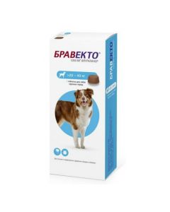 Fluralaner - Bravecto chewable tablet 1000 mg for dogs against fleas and ticks 20-40 kg 1 pc. (BET) florida Pharmacy Online - florida.buy-pharm.com