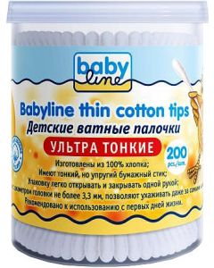 Buy BabyLine Cotton buds, for children, ultra thin, 200 pcs | Florida Online Pharmacy | https://florida.buy-pharm.com