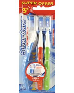 Buy Silver Care Plus Toothbrush set, medium hard, 3 pcs, assorted colors  | Florida Online Pharmacy | https://florida.buy-pharm.com