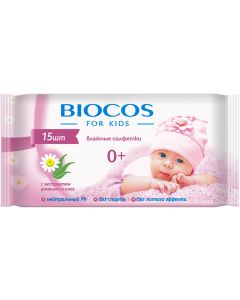 Buy BioCos Wet wipes, for children, 15 pcs, assorted | Florida Online Pharmacy | https://florida.buy-pharm.com