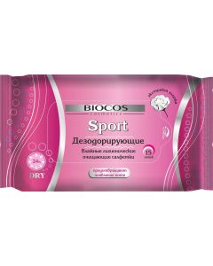 Buy BioCos Wet wipes 'Sport', deodorizing, for women, 15 pcs | Florida Online Pharmacy | https://florida.buy-pharm.com
