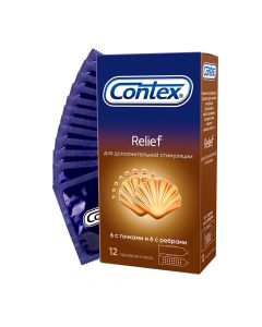 Buy Contex Relief Condoms with ribs and dots for additional stimulation, 12 pcs | Florida Online Pharmacy | https://florida.buy-pharm.com