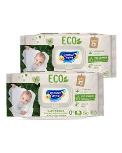 Buy Wet wipes Sun and Moon ECO baby COTTON tender linden big-pack with lid, 2 pack x 63pcs | Florida Online Pharmacy | https://florida.buy-pharm.com