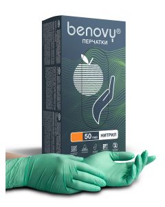 Buy Benovy gloves, nitrile, textures. on the fingers, M, green, 50 pairs per pack | Florida Online Pharmacy | https://florida.buy-pharm.com