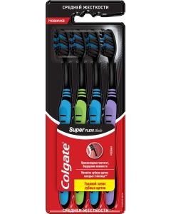 Buy Colgate Super Flexi Black toothbrush, flexible handle, medium hard, 4 pcs | Florida Online Pharmacy | https://florida.buy-pharm.com