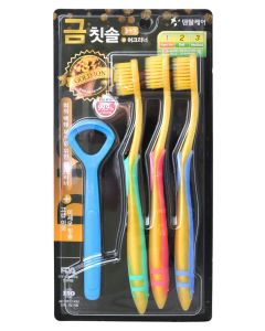Buy DENTAL CARE Set: Toothbrush with gold nanoparticles and ultra-thin double bristles (soft and super soft), 3 pcs + tongue scraper, assorted color | Florida Online Pharmacy | https://florida.buy-pharm.com